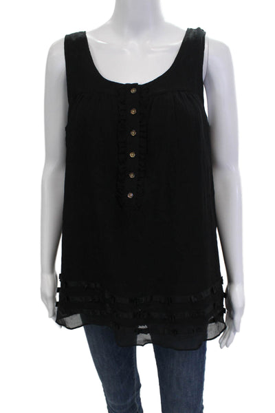 Juicy Couture Women Tunic Tank Silk Sleeveless Round Neck Black Size 8