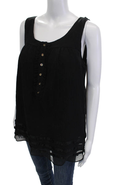 Juicy Couture Women Tunic Tank Silk Sleeveless Round Neck Black Size 8