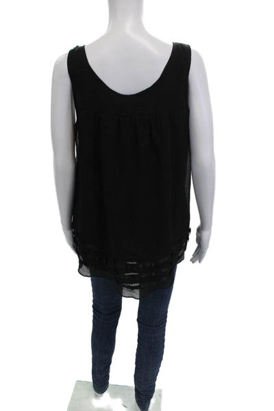 Juicy Couture Women Tunic Tank Silk Sleeveless Round Neck Black Size 8