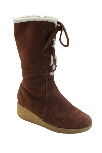 KORS Michael Kors Womens Suede Zip Up Mid-Calf Boots Brown Size 4