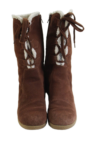 KORS Michael Kors Womens Suede Zip Up Mid-Calf Boots Brown Size 4