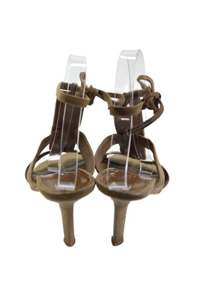 Calvin Klein Womens Suede Ankle Strap Sandals Beige Size 7M