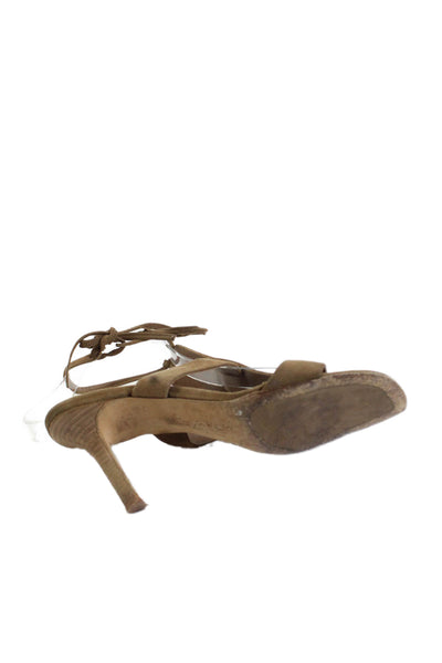 Calvin Klein Womens Suede Ankle Strap Sandals Beige Size 7M
