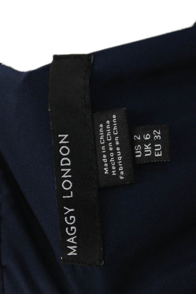 Maggy London Women Sheath Dress Dark Blue Knee Length Short Sleeve Size 2