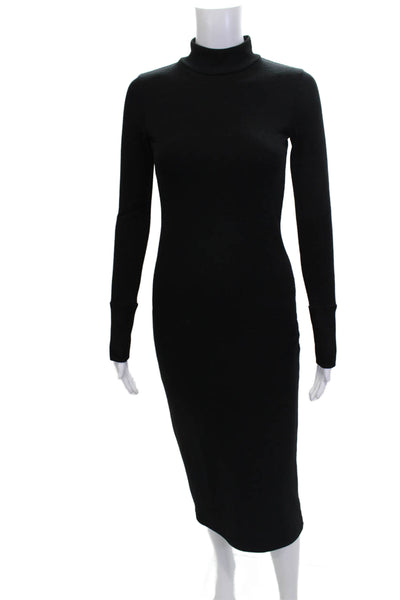Zara Trafaluc Womens Bodycon Sweater Dress Black Turtleneck Long Sleeve Size M