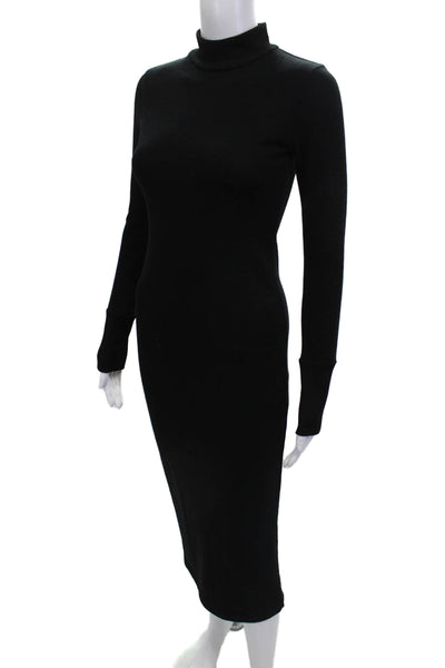 Zara Trafaluc Womens Bodycon Sweater Dress Black Turtleneck Long Sleeve Size M