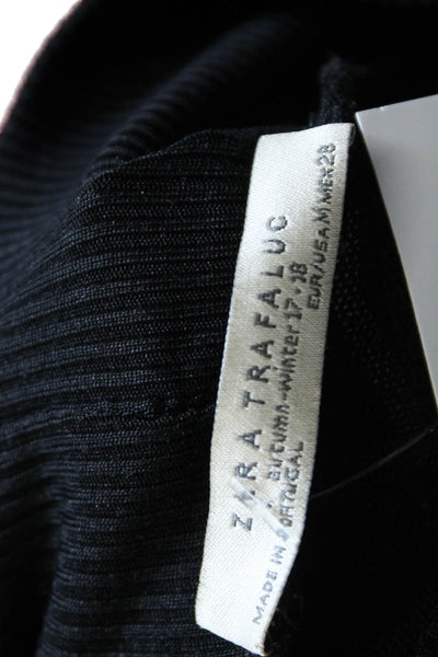 Zara Trafaluc Womens Bodycon Sweater Dress Black Turtleneck Long Sleeve Size M