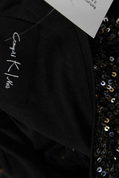 Compli K Women Shift Dress Black Long Sleeve Mock Neck Button Size 2X