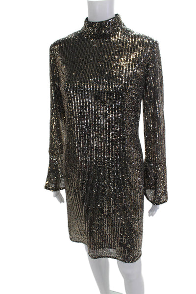Compli K Women Bodycon Mini Dress Black Long Sleeve Mock Neck Size M