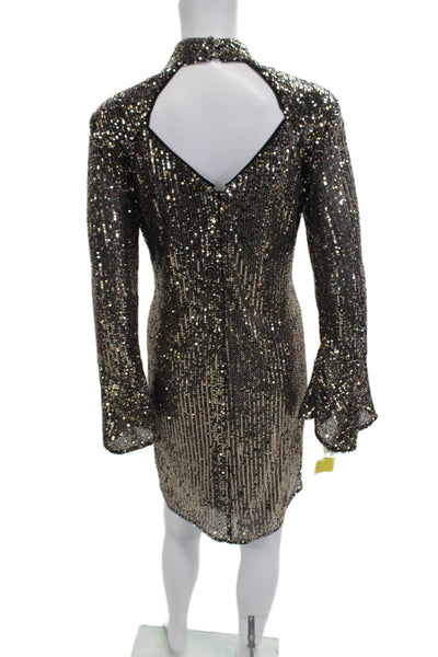Compli K Women Bodycon Mini Dress Black Long Sleeve Mock Neck Size M