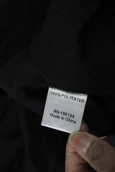 Shana Women Quilted Argyle Black Collared Snap Coat Long Sleeve Size S