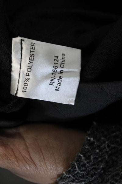 Shana Women Black Quilted Collared Argyle Coat Polyester Size 2XS