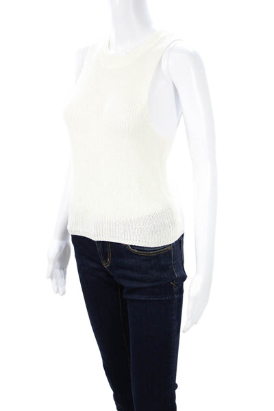 Reformation Womens Sleeveless Basic Tank White Crew Neck Tencel Linen Size S