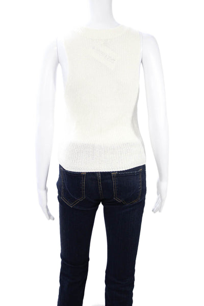 Reformation Womens Sleeveless Basic Tank White Crew Neck Tencel Linen Size S