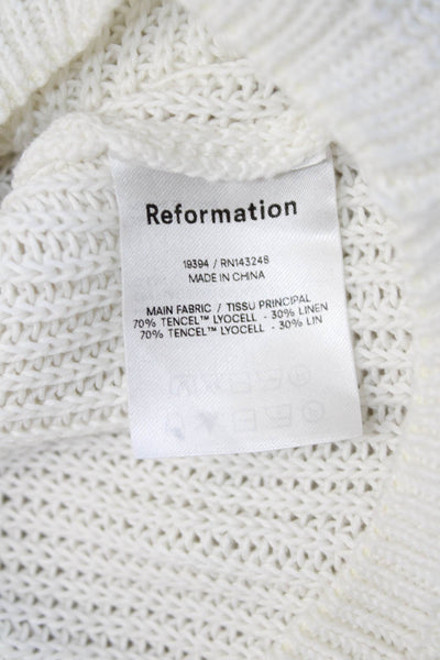 Reformation Womens Sleeveless Basic Tank White Crew Neck Tencel Linen Size S