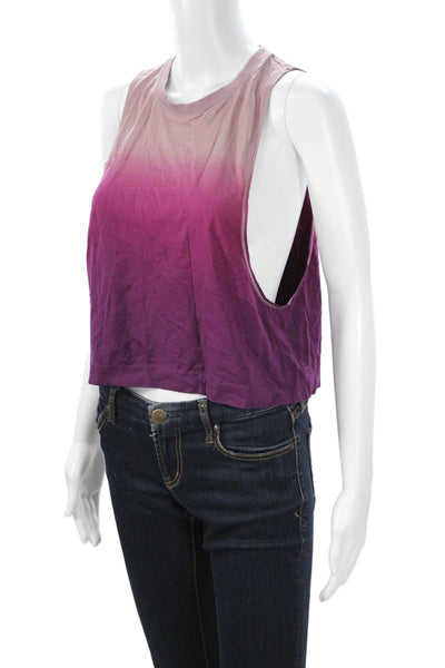 Athleta Womens Cropped Purple Tank 100% Nylon Sleeveless Size S