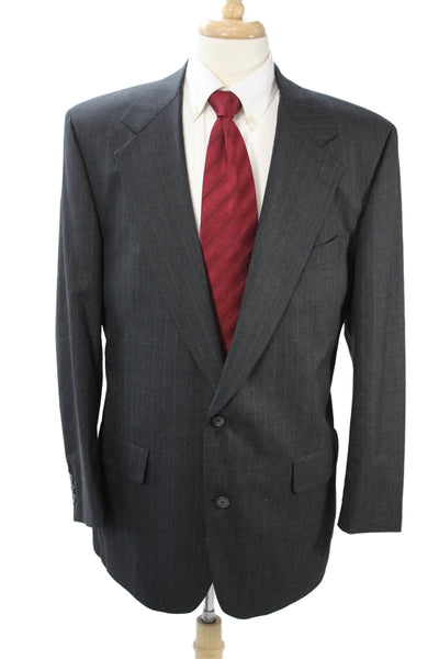 Nordstrom Mens Classic Striped Dark Gray Wool Suit Jacket Button Size 44