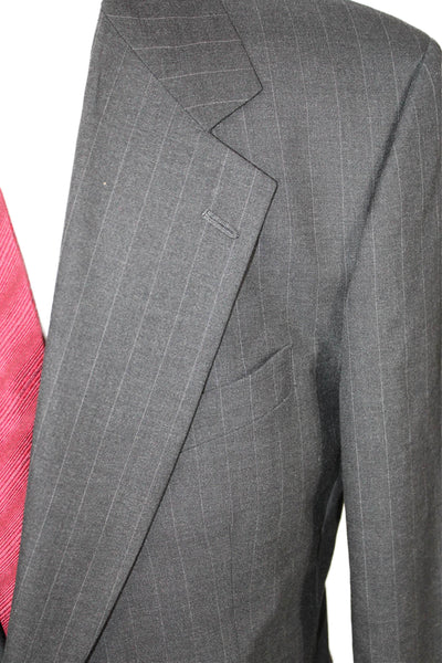 Nordstrom Mens Classic Striped Dark Gray Wool Suit Jacket Button Size 44