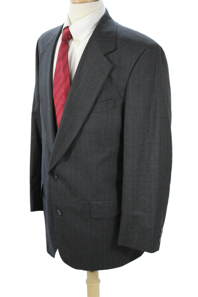 Nordstrom Mens Classic Striped Dark Gray Wool Suit Jacket Button Size 44