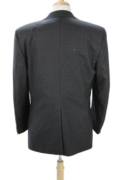 Nordstrom Mens Classic Striped Dark Gray Wool Suit Jacket Button Size 44