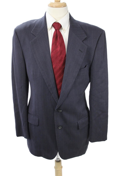 Joseph Abboud Mens Dark Blue Striped Wool Suit Jacket Size 40