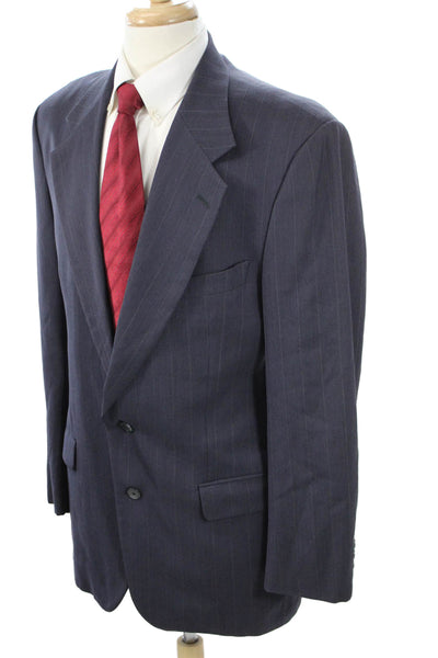 Joseph Abboud Mens Dark Blue Striped Wool Suit Jacket Size 40
