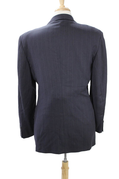 Joseph Abboud Mens Dark Blue Striped Wool Suit Jacket Size 40