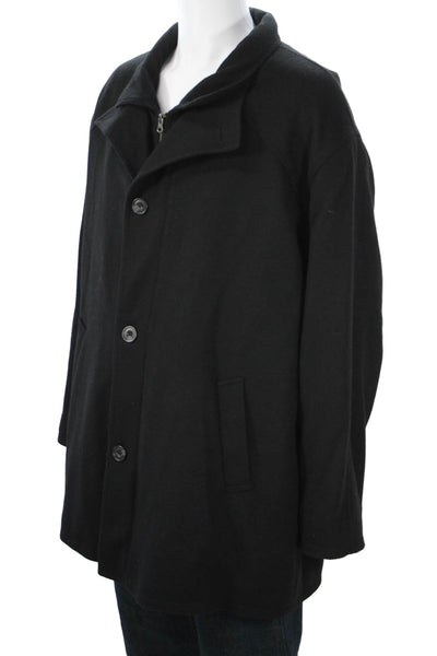 Hart Schaffner Marx Mens Black Wool Cashmere Overcoat Size 48