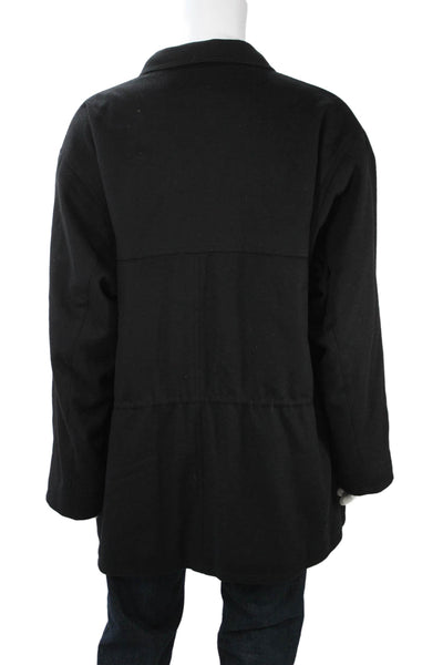 Hart Schaffner Marx Mens Black Wool Cashmere Overcoat Size 48