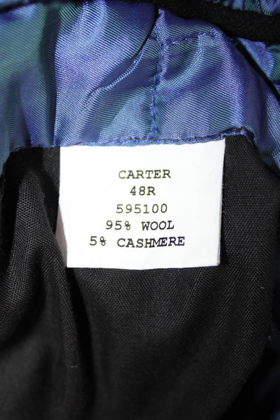 Hart Schaffner Marx Mens Black Wool Cashmere Overcoat Size 48