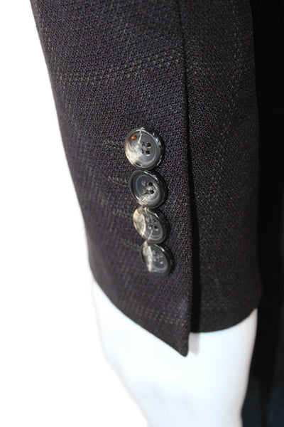 Marco Azzali Mens Brown Check Wool Suit Jacket Collared Button Classic Size 52
