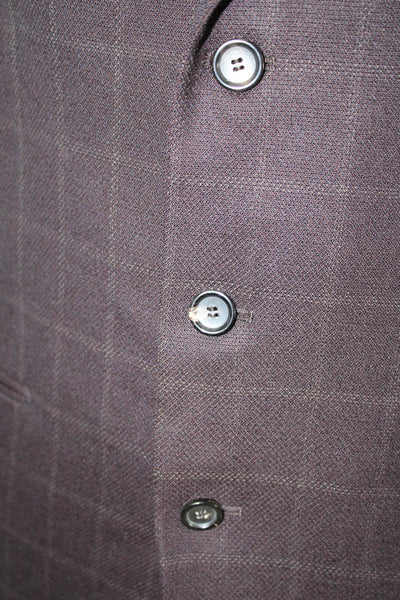 Marco Azzali Mens Brown Check Wool Suit Jacket Collared Button Classic Size 52