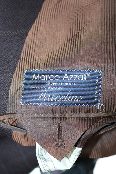 Marco Azzali Mens Brown Check Wool Suit Jacket Collared Button Classic Size 52