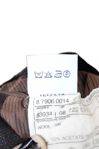 Marco Azzali Mens Brown Check Wool Suit Jacket Collared Button Classic Size 52