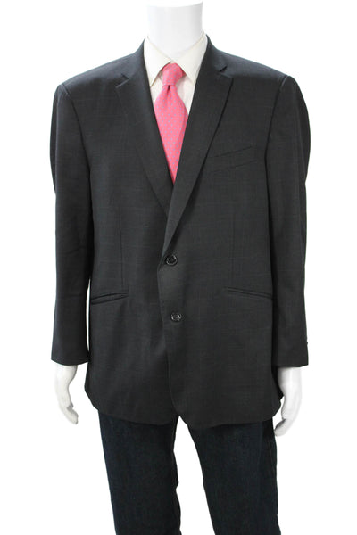 Indochino Men Dark Gray Check Wool Suit Jacket Button Size 34