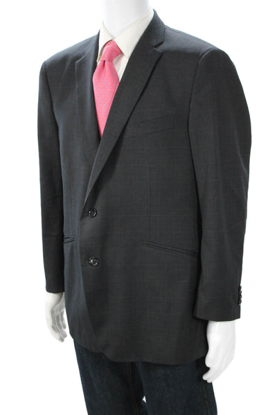 Indochino Men Dark Gray Check Wool Suit Jacket Button Size 34