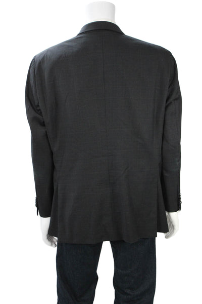 Indochino Men Dark Gray Check Wool Suit Jacket Button Size 34