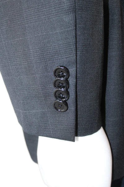 Indochino Men Dark Gray Check Wool Suit Jacket Button Size 34