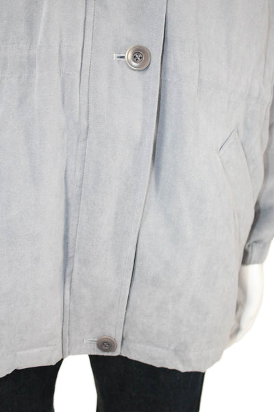 London Fog Mens Windbreaker Jacket Gray Collared Button Long Sleeve Size M