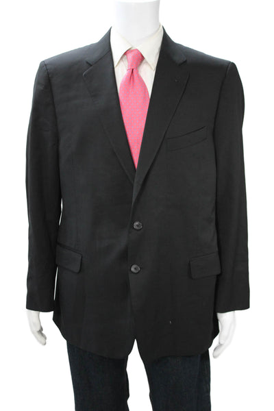 Joseph Abboud Mens Black Wool Suit Jacket Collared Button Size 46