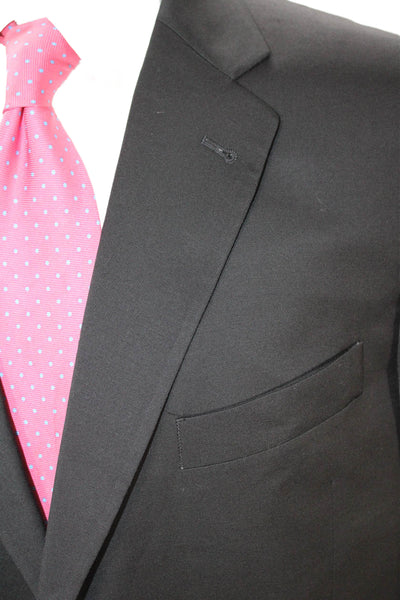 Joseph Abboud Mens Black Wool Suit Jacket Collared Button Size 46