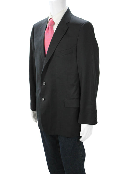 Joseph Abboud Mens Black Wool Suit Jacket Collared Button Size 46