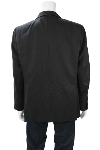 Joseph Abboud Mens Black Wool Suit Jacket Collared Button Size 46