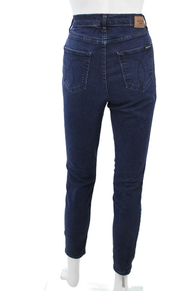 Calvin Klein Jeans Women Mom Skinny Tapered Dark Blue High Rise Size 10