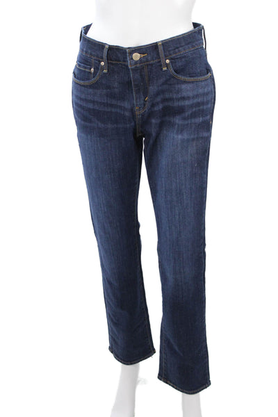 Levi's Womens High Rise Straight Jeans Dark Blue Button Size 4