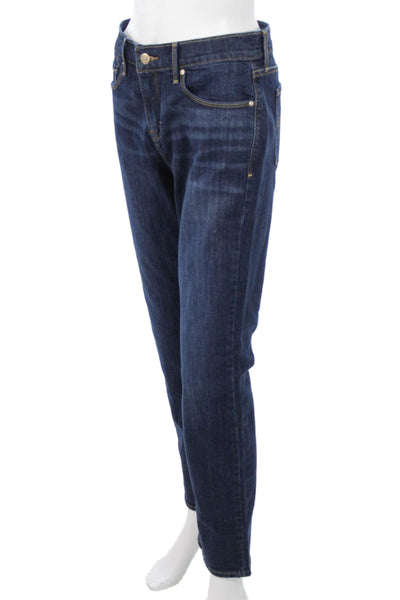 Levi's Womens High Rise Straight Jeans Dark Blue Button Size 4