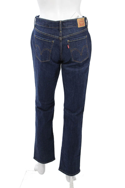 Levi's Womens High Rise Straight Jeans Dark Blue Button Size 4