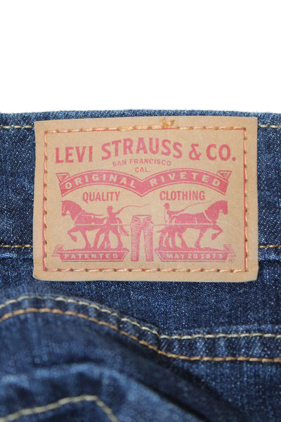 Levi's Womens High Rise Straight Jeans Dark Blue Button Size 4