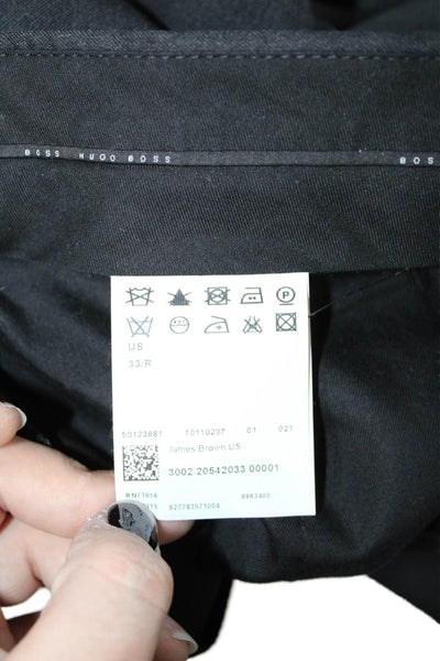 Boss Hugo Boss Mens Black Wool Dress Pants Button Size 33