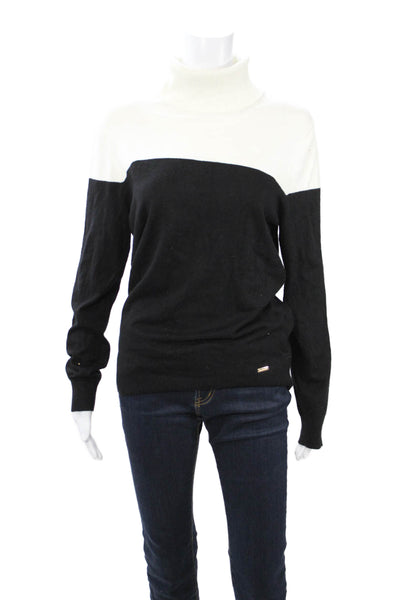 Calvin Klein Women Black Turtleneck Pullover Sweaters Long Sleeve Size L